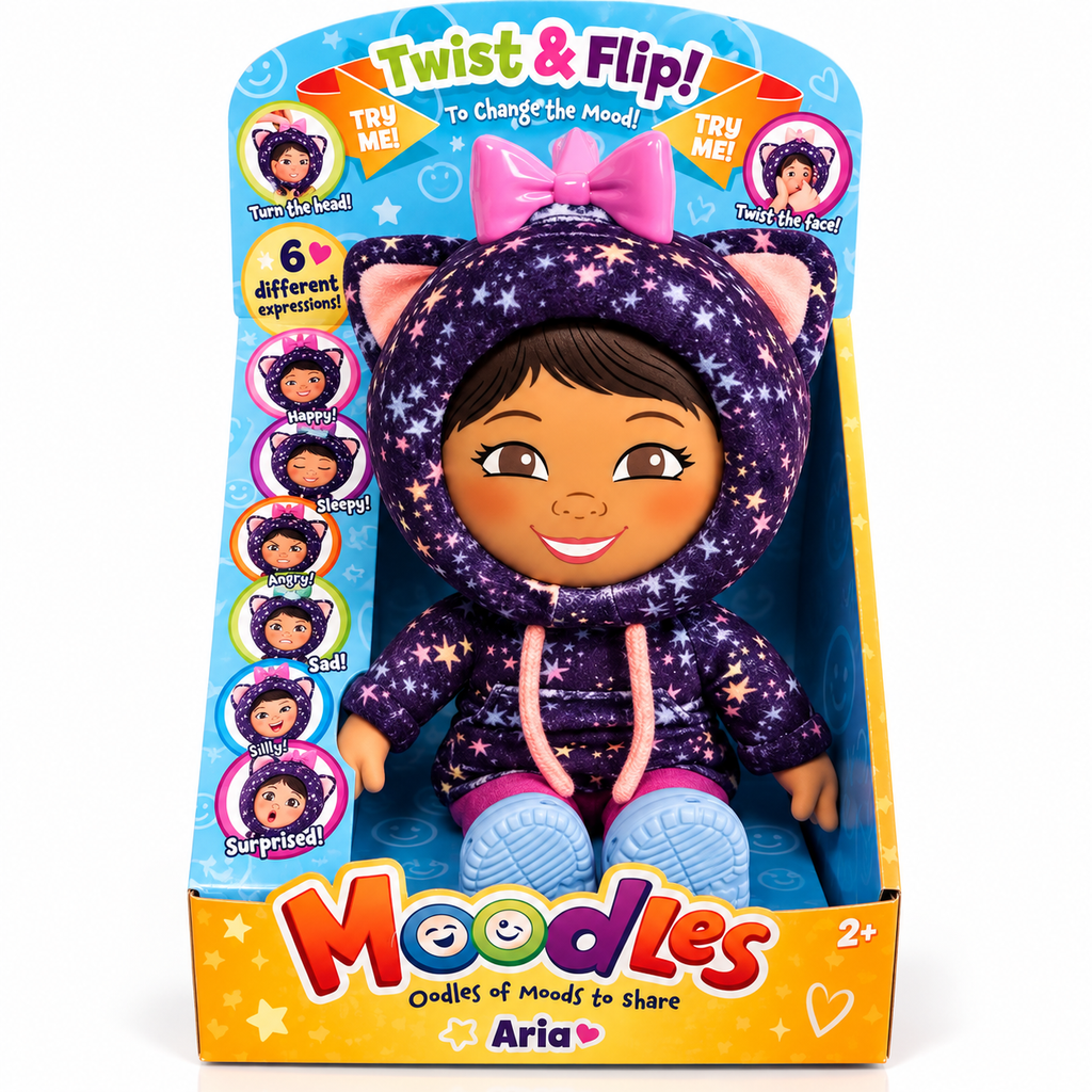 Moodles Aria Doll – 6 Changing Facial Expressions – Interactive Emotions Doll Ages. Muñeca 6 expresiones
