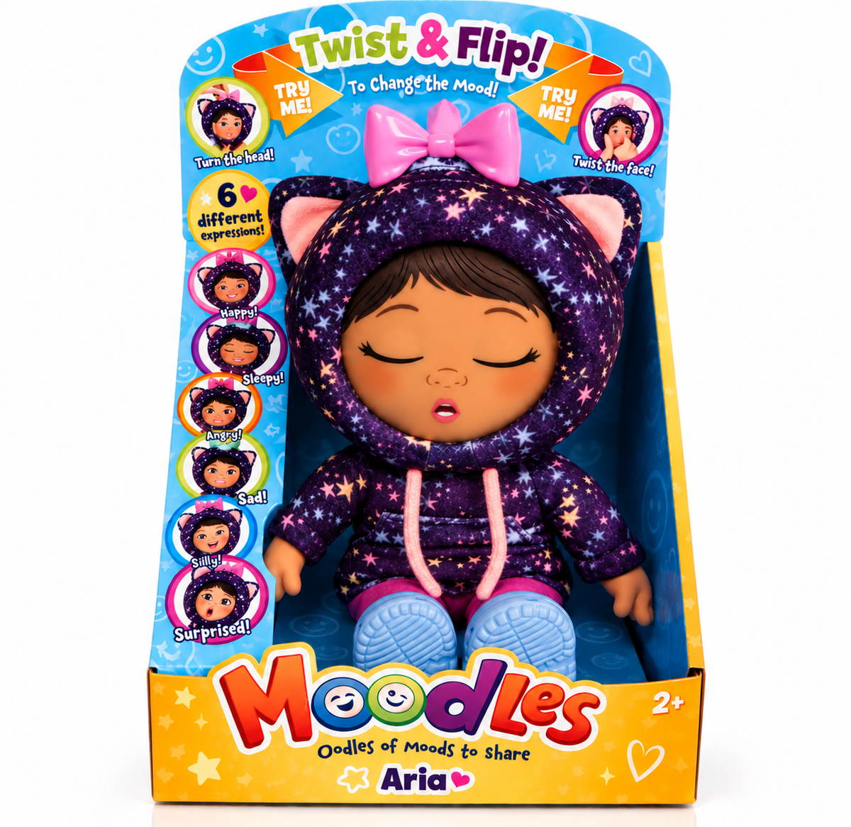 Moodles Aria Doll – 6 Changing Facial Expressions – Interactive Emotions Doll Ages. Muñeca 6 expresiones