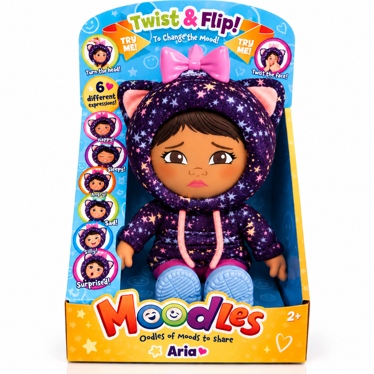 Moodles Aria Doll – 6 Changing Facial Expressions – Interactive Emotions Doll Ages. Muñeca 6 expresiones