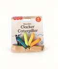 Fisher-Price Wooden Clacker Caterpillar in teal, lime, yellow and orange