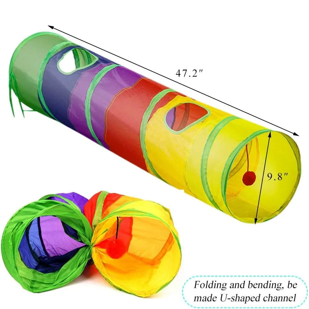 Tubo De Túnel Para Gatos, Túnel Para Gatitos, Juguetes Para Mascotas Para Gatos Aburridos,2-Hole  Juguete Con Agujero De Peek