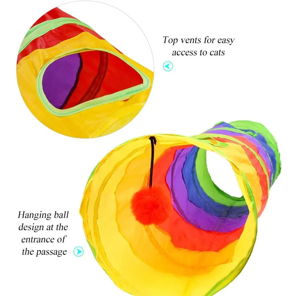 Tubo De Túnel Para Gatos, Túnel Para Gatitos, Juguetes Para Mascotas Para Gatos Aburridos,2-Hole  Juguete Con Agujero De Peek
