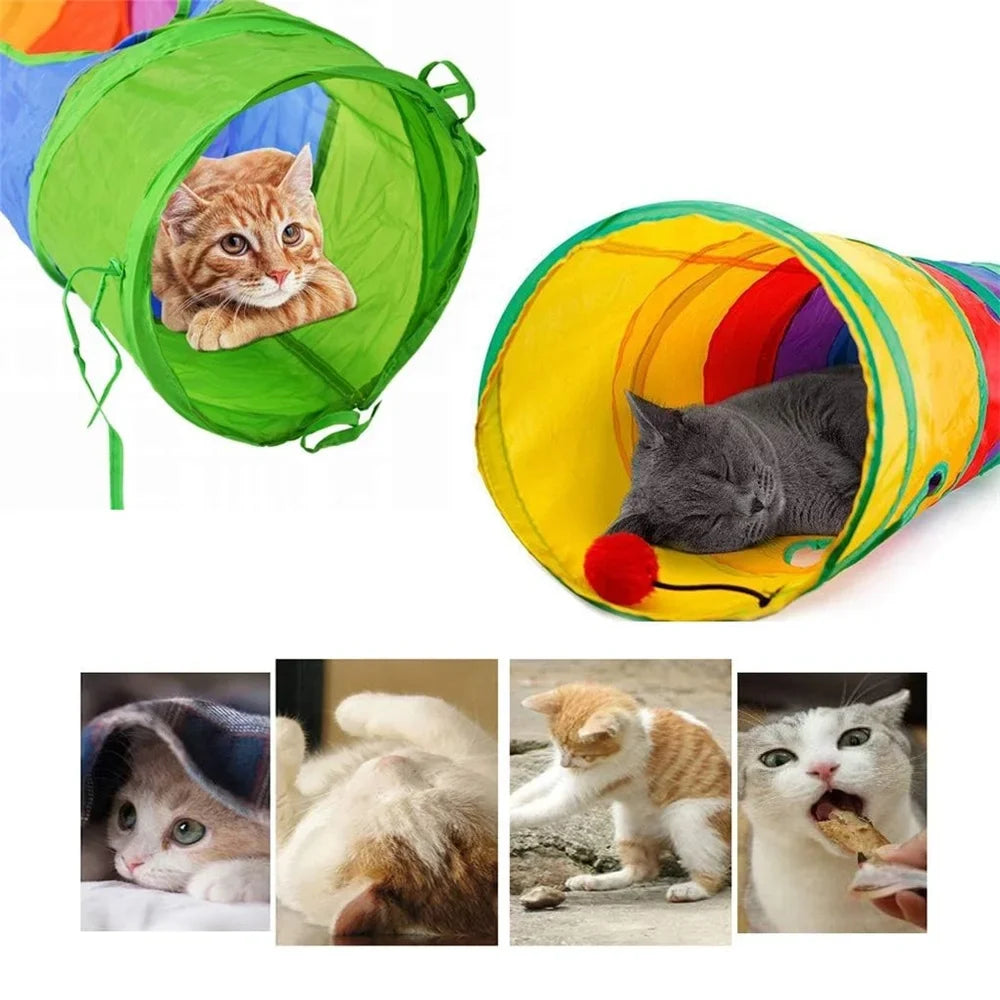 Tubo De Túnel Para Gatos, Túnel Para Gatitos, Juguetes Para Mascotas Para Gatos Aburridos,2-Hole  Juguete Con Agujero De Peek