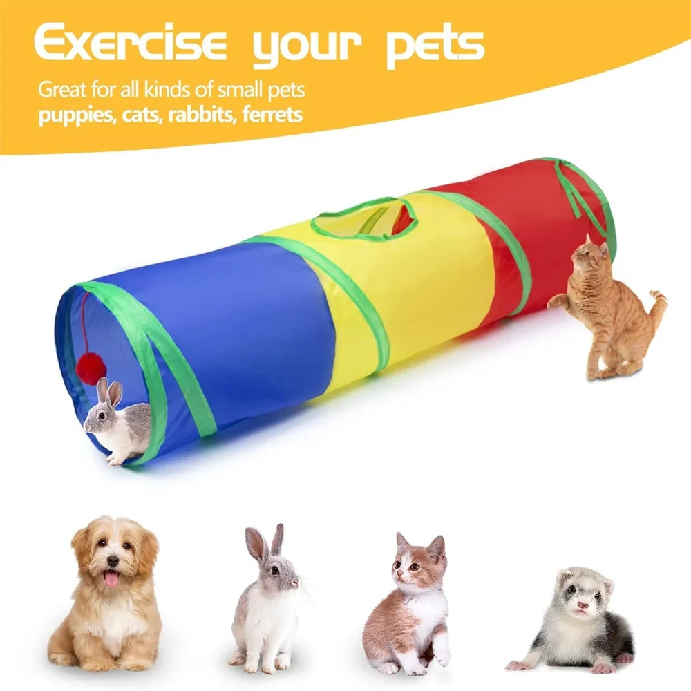 Tubo De Túnel Para Gatos, Túnel Para Gatitos, Juguetes Para Mascotas Para Gatos Aburridos,2-Hole  Juguete Con Agujero De Peek