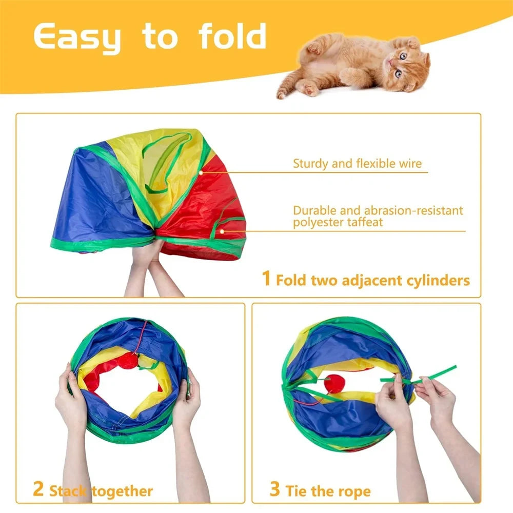 Tubo De Túnel Para Gatos, Túnel Para Gatitos, Juguetes Para Mascotas Para Gatos Aburridos,2-Hole  Juguete Con Agujero De Peek