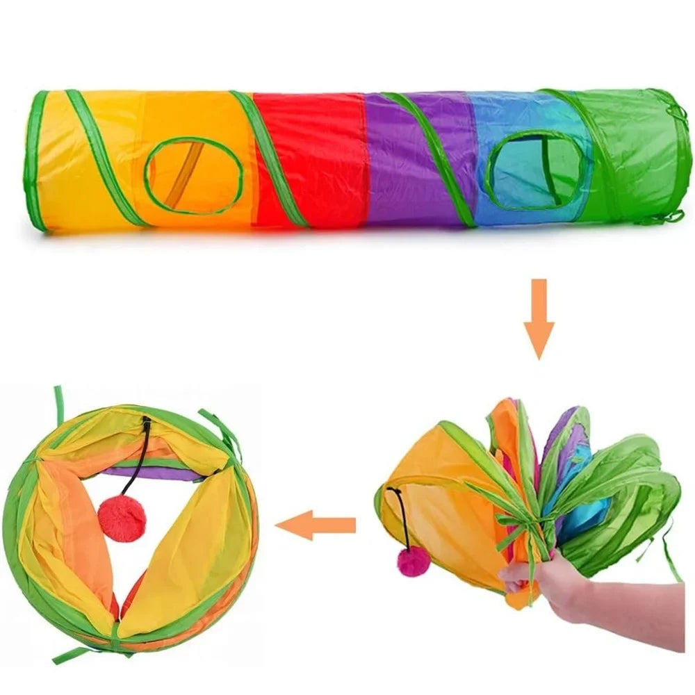 Tubo De Túnel Para Gatos, Túnel Para Gatitos, Juguetes Para Mascotas Para Gatos Aburridos,2-Hole  Juguete Con Agujero De Peek