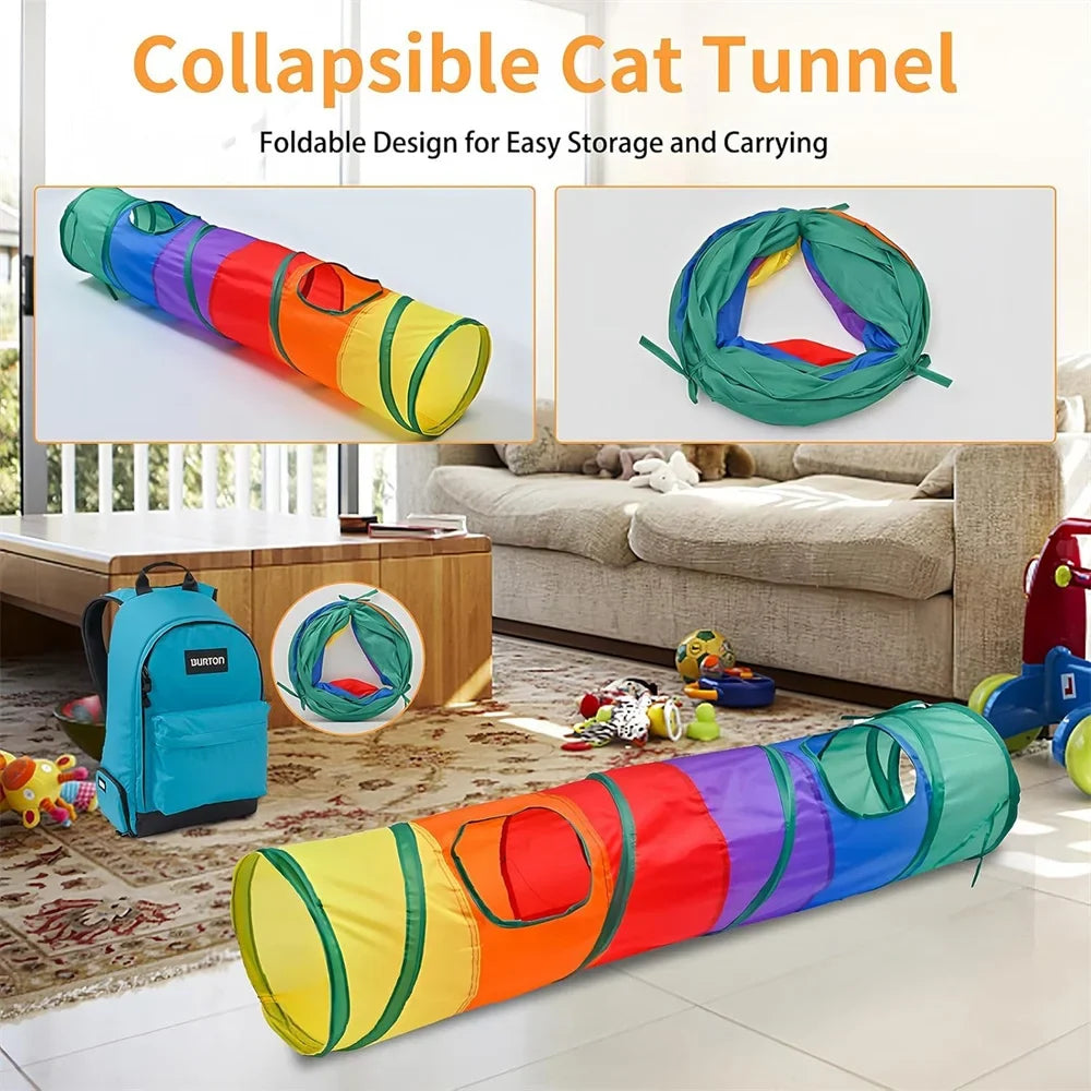 Tubo De Túnel Para Gatos, Túnel Para Gatitos, Juguetes Para Mascotas Para Gatos Aburridos,2-Hole  Juguete Con Agujero De Peek