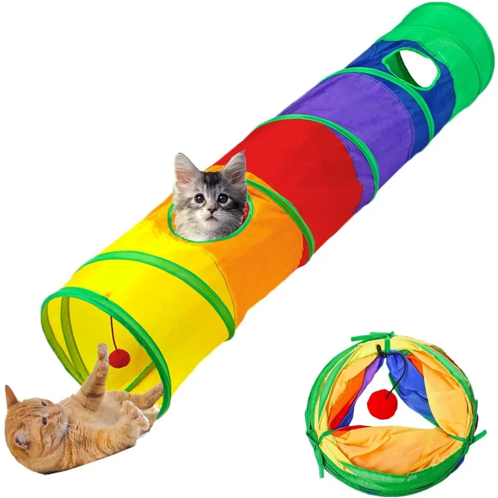 Tubo De Túnel Para Gatos, Túnel Para Gatitos, Juguetes Para Mascotas Para Gatos Aburridos,2-Hole  Juguete Con Agujero De Peek