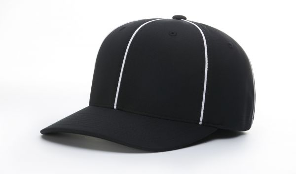 Richardson Flex-Fit Football/Lacrosse Officials Hat - Black w/ White Piping